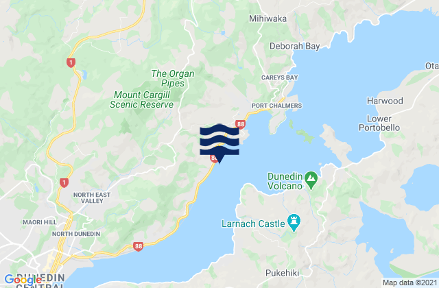 Mappa delle Getijden in Otago Harbour, New Zealand
