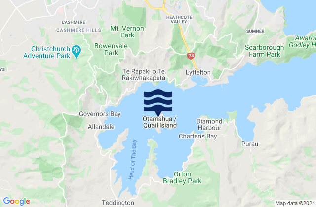 Mappa delle Getijden in Otamahua/Quail Island, New Zealand