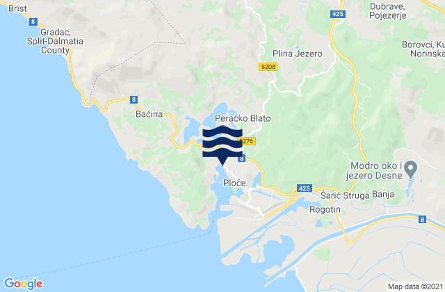 Mappa delle Getijden in Otrić-Seoci, Croatia