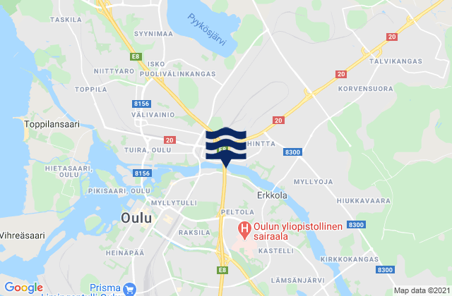 Mappa delle Getijden in Oulu, Finland