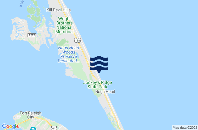 Mappa delle Getijden in Outer Banks Pier, United States