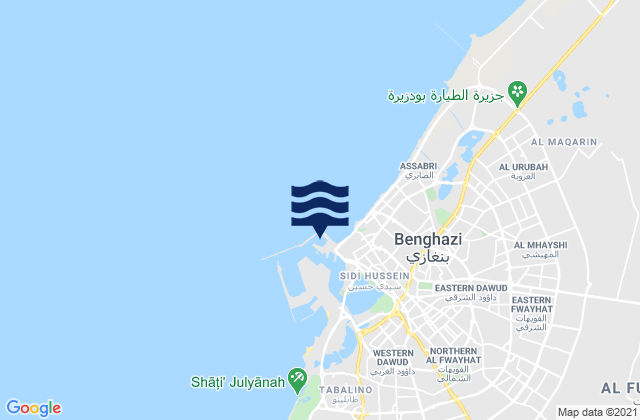 Mappa delle Getijden in Outer Harbour, Libya
