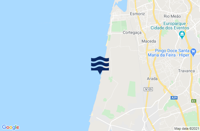 Mappa delle Getijden in Ovar, Portugal