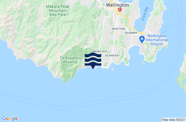 Mappa delle Getijden in Owhiro Bay, New Zealand