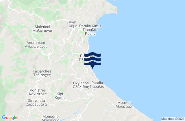 Mappa delle Getijden in Oxílithos, Greece