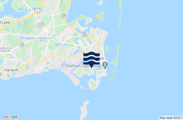 Mappa delle Getijden in Oyster Pond Beach Chatham, United States