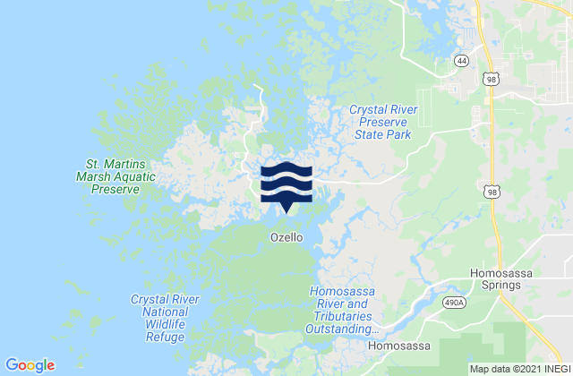 Mappa delle Getijden in Ozello (St. Martins River), United States