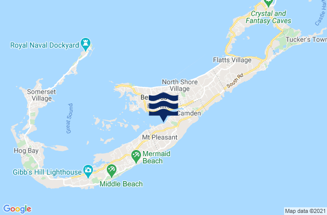 Mappa delle Getijden in Paget Parish, Bermuda