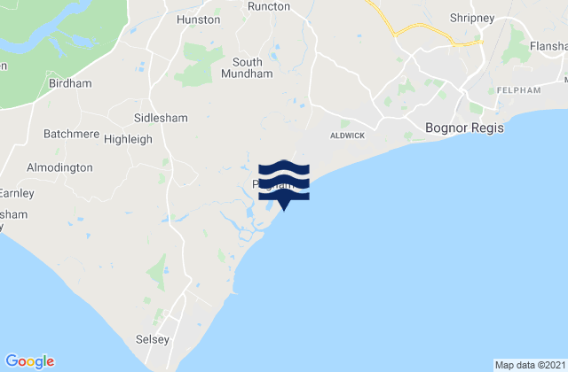Mappa delle Getijden in Pagham Beach, United Kingdom