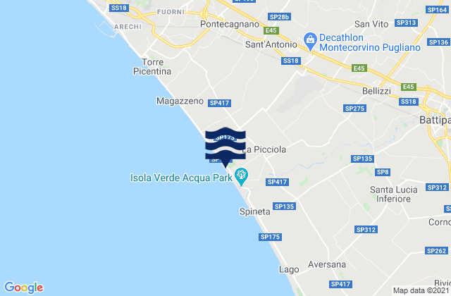 Mappa delle Getijden in Pagliarone, Italy