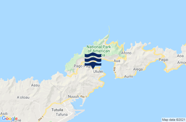 Mappa delle Getijden in Pago Pago Harbor Tutuila Island, American Samoa