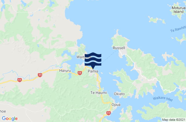 Mappa delle Getijden in Paihia, New Zealand