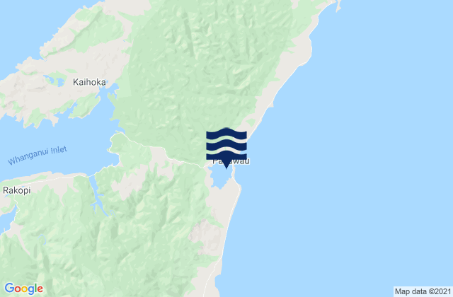 Mappa delle Getijden in Pakawau Inlet, New Zealand