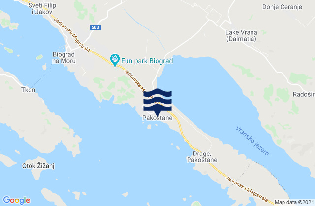 Mappa delle Getijden in Pakoštane, Croatia