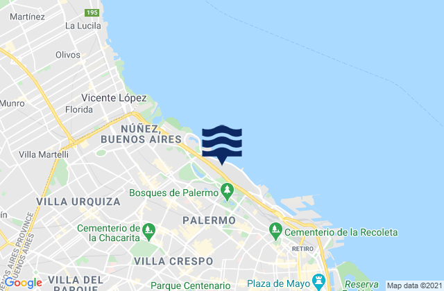 Mappa delle Getijden in Palermo, Argentina