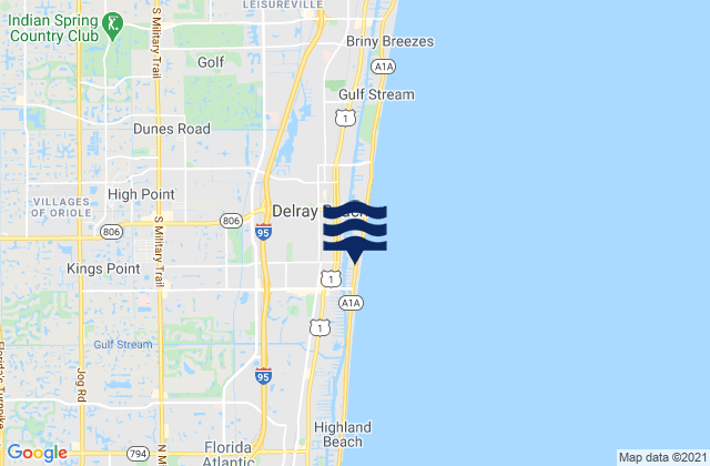 Mappa delle Getijden in Palm Beach Jetties, United States