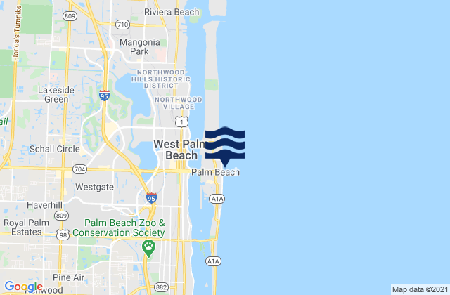 Mappa delle Getijden in Palm Beach, United States