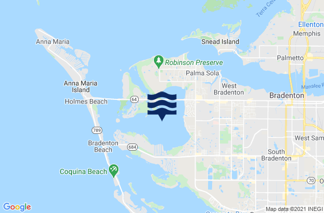 Mappa delle Getijden in Palma Sola Bay, United States