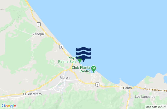 Mappa delle Getijden in Palma sola beach, Venezuela