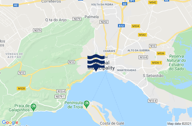 Mappa delle Getijden in Palmela, Portugal