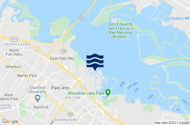 Mappa delle Getijden in Palo Alto Yacht Harbor, United States