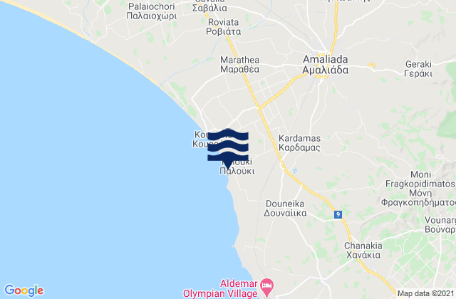 Mappa delle Getijden in Palouki, Greece