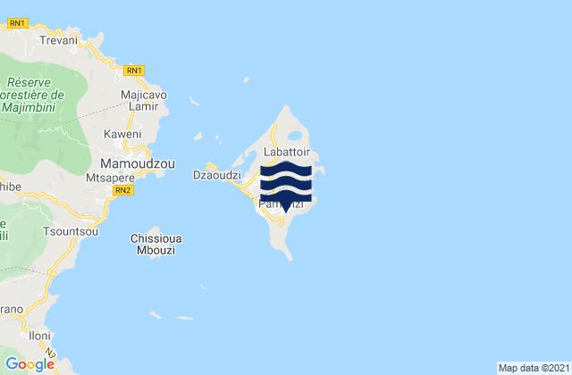 Mappa delle Getijden in Pamandzi, Mayotte