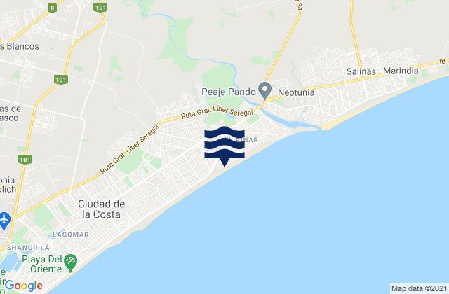 Mappa delle Getijden in Pando, Uruguay