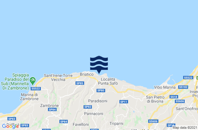 Mappa delle Getijden in Pannaconi, Italy