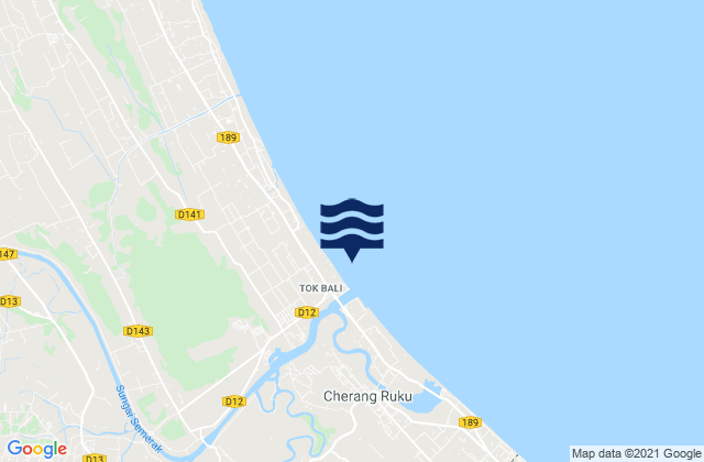 Mappa delle Getijden in Pantai Tok Bali, Malaysia