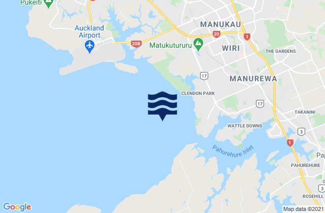 Mappa delle Getijden in Papakura Channel, New Zealand