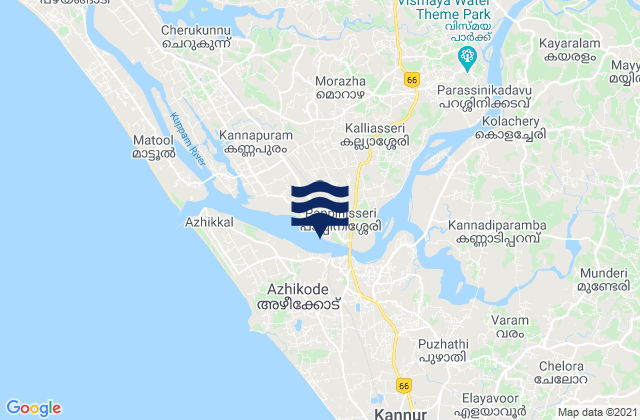 Mappa delle Getijden in Pappinisseri, India