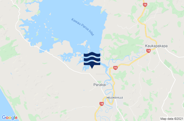 Mappa delle Getijden in Parakai, New Zealand