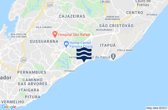 Mappa delle Getijden in Paralelas, Brazil