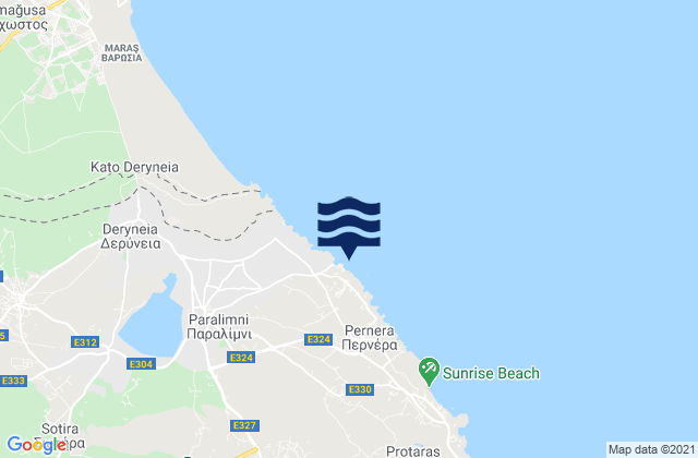 Mappa delle Getijden in Paralímni, Cyprus
