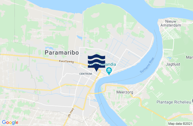 Mappa delle Getijden in Paramaribo, Suriname