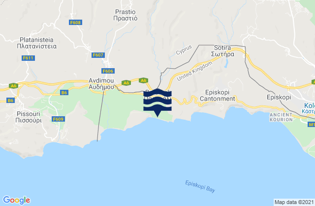 Mappa delle Getijden in Paramáli, Cyprus