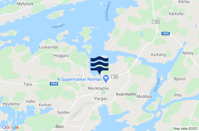 Mappa delle Getijden in Pargas, Finland