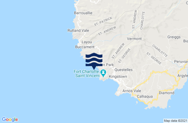 Mappa delle Getijden in Parish of Saint Andrew, Saint Vincent and the Grenadines