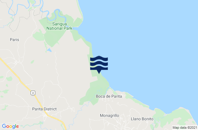 Mappa delle Getijden in Parita, Panama