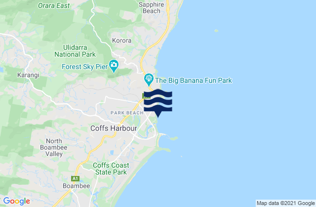 Mappa delle Getijden in Park Beach, Australia