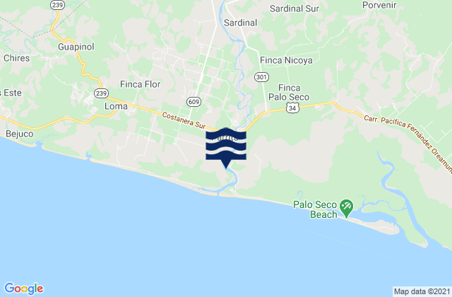 Mappa delle Getijden in Parrita, Costa Rica