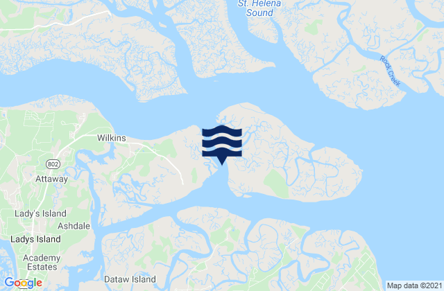 Mappa delle Getijden in Parrot Creek Coosaw Island, United States