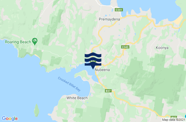 Mappa delle Getijden in Parsons Bay, Australia