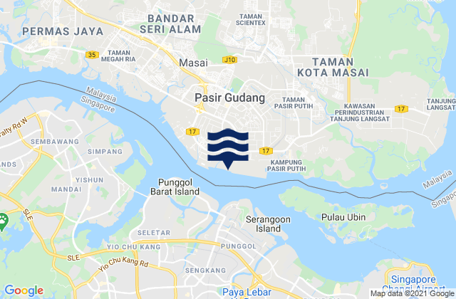 Mappa delle Getijden in Pasir Gudanga Johor Port, Malaysia