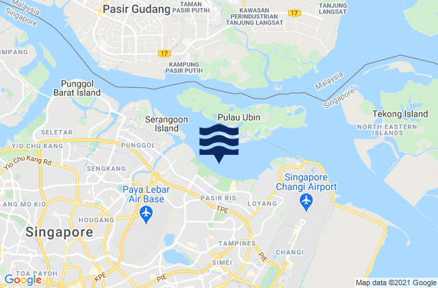 Mappa delle Getijden in Pasir Ris Beach, Singapore