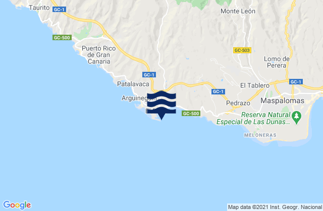 Mappa delle Getijden in Pasito Blanco (Gran Canaria), Spain