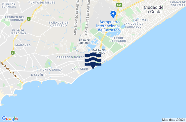 Mappa delle Getijden in Paso de Carrasco, Uruguay