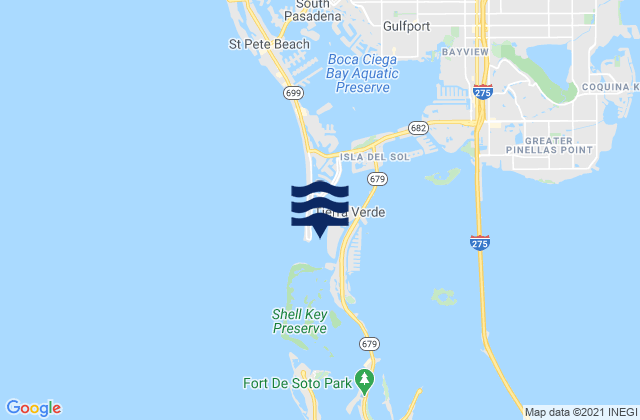 Mappa delle Getijden in Pass-a-Grille Beach Boca Ciega Bay, United States