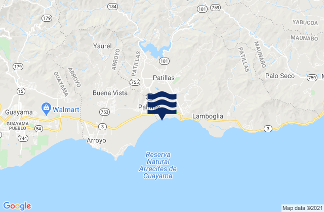 Mappa delle Getijden in Patillas Municipio, Puerto Rico